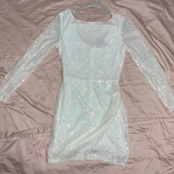 green emerald velvet dress Ivy Embroidered Sequin Mini Dress